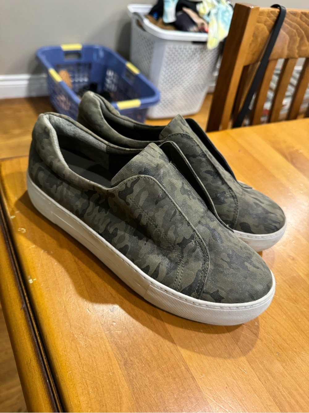 J Slides Women's Olive Camo Slip-On Sneakers